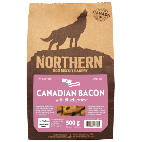 NORTHERN PET 500G CANADIAN BACON WITH BLUEBERRIES BISCUITS