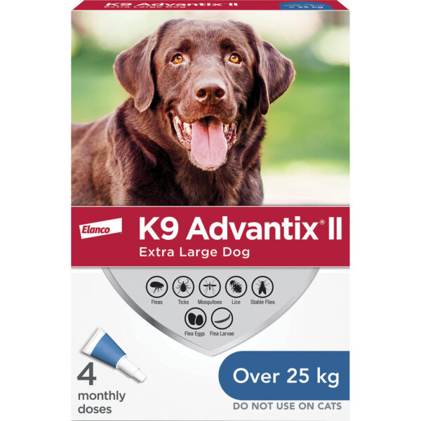 K9 ADVANTIX II FLEA PROTECTION FOR EXTRA LARGE DOGS >25KG (>55LBS) 4 PACK