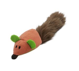 BUD'Z CAT TOY WITH CATNIP TUBE CORAL MOUSE WITH SILKY TAIL 10"