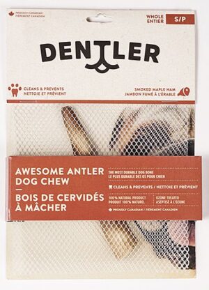 DENTLER WHOLE ANTLER DOG CHEW SMOKED MAPLE HAM SMALL