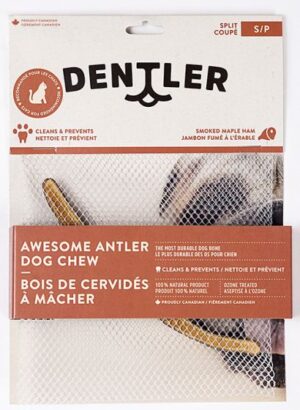 DENTLER SPLIT ANTLER DOG CHEW SMOKED MAPLE HAM SMALL