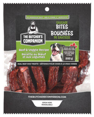BUTCHERS COMPANION 200G BEEF & VEGGIE SAUSAGE BITES