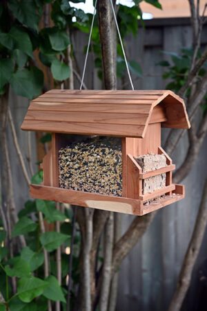 BARN STYLE FEEDER WITH SUET HOLDERS