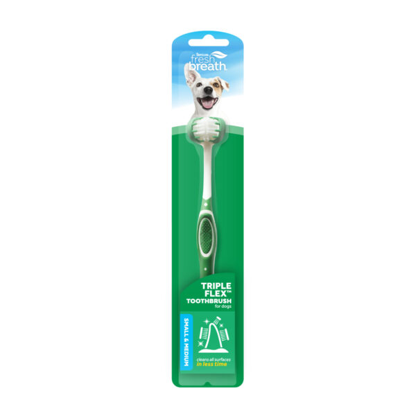 TROPICLEAN FRESH BREATH TRIPLEFLEX TOOTHBRUSH FOR SMALL/MEDIUM DOGS