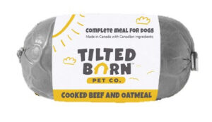 TILTED BARN PET CO. 1LB DOG FOOD COOKED BEEF & OATMEAL