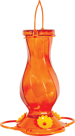 ORANGE TWIST GLASS ORIOLE FEEDER
