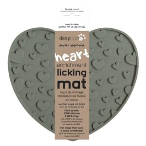 DEXYPAWS DEXTAR APPROVED HEART ENRICHMENT LICKING MAT KHAKI GREEN