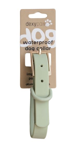 DEXYPAWS WATERPROOF DOG COLLAR, SAGE GREEN MEDIUM
