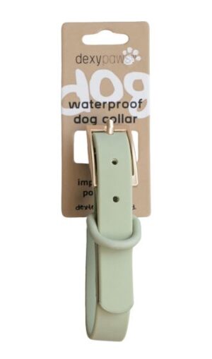 DEXYPAWS WATERPROOF DOG COLLAR, SAGE GREEN LARGE