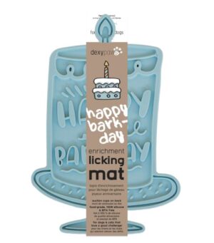 DEXYPAWS HAPPY BARK-DAY DOG ENRICHMENT LICKING MAT BLUE