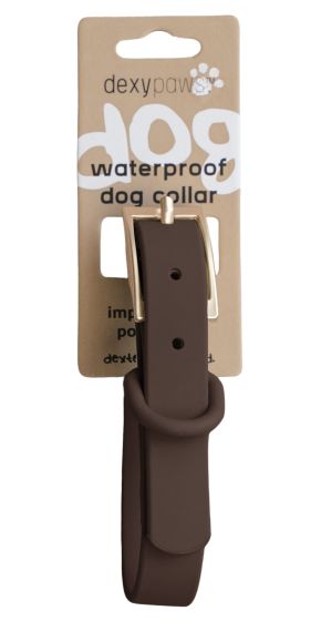 DEXYPAWS WATERPROOF DOG COLLAR, ESPRESSO SMALL