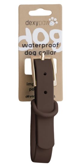 DEXYPAWS WATERPROOF DOG COLLAR, ESPRESSO MEDIUM