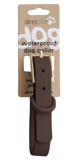 DEXYPAWS WATERPROOF DOG COLLAR, ESPRESSO LARGE