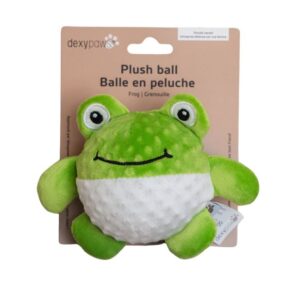 DEXYPAWS PLUSH DOG TOY WITH ITEGRATED BALL, FROG