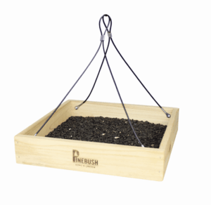 WOOD WITH METAL PLATFORM BIRD FEEDER