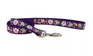 COASTAL RIBBON DOG LESH 6'  (5/8") PURPLE SKETCH FLORAL