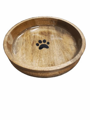 BOWL, ROUND WOOD WITH PAW, LARGE