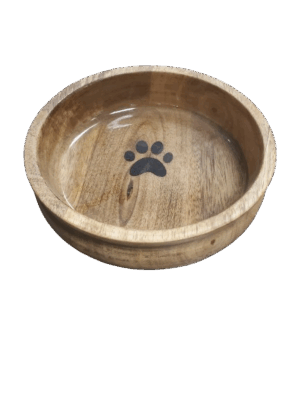 BOWL, ROUND WOOD WITH PAW, MEDIUM