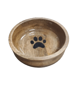 BOWL, ROUND WOOD WITH PAW, SMALL