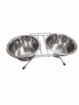 BUD'Z STAINLESS DOUBLE BOWL WITH SUPPORT 2x800ml (2x27oz)