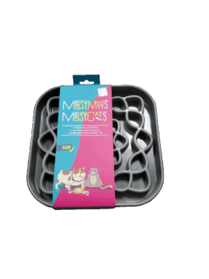 MESSY MUTTS INTERACTIVE SQUARE SLOW FEEDER GREY 2 CUP