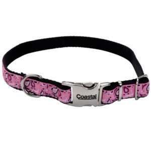COASTAL RIBBON DOG COLLAR 18"-26" (1") PINK PAISLEY