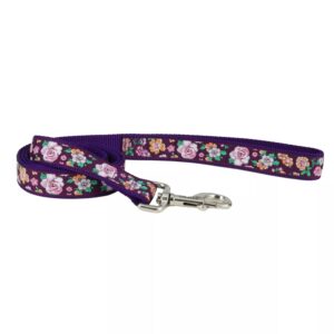 COASTAL RIBBON DOG LEASH 6' (1") PURPLE SKETCH FLORAL