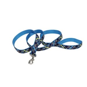COASTAL RIBBON DOG LEASH 6' (1") NAVY BLUE PLAID