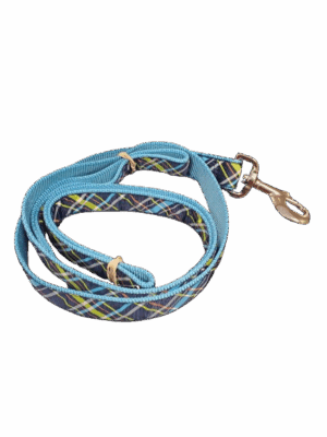 COASTAL RIBBON DOG LEASH 6' (5/8") NAVY BLUE PLAID