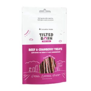 TILTED BARN PET CO. 100G DOG TREATS CANADIAN BEEF & CRANBERRIES