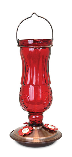 VINTAGE STYLE GLASS HUMMINGBIRD FEEDER