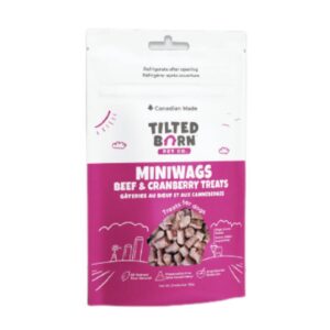 TILTED BARN PET CO. 100G DOG TREATS CANADIAN BEEF & CRANBERRY MINIWAGS