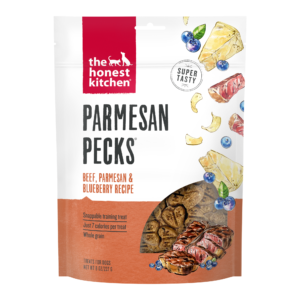 THE HONEST KITCHEN DOG TREATS 227G PARMESAN PECKS BEEF PARM & BLUEBERRY