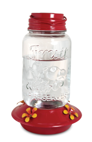 MASON JAR STYLE GLASS HUMMINGBIRD FEEDER